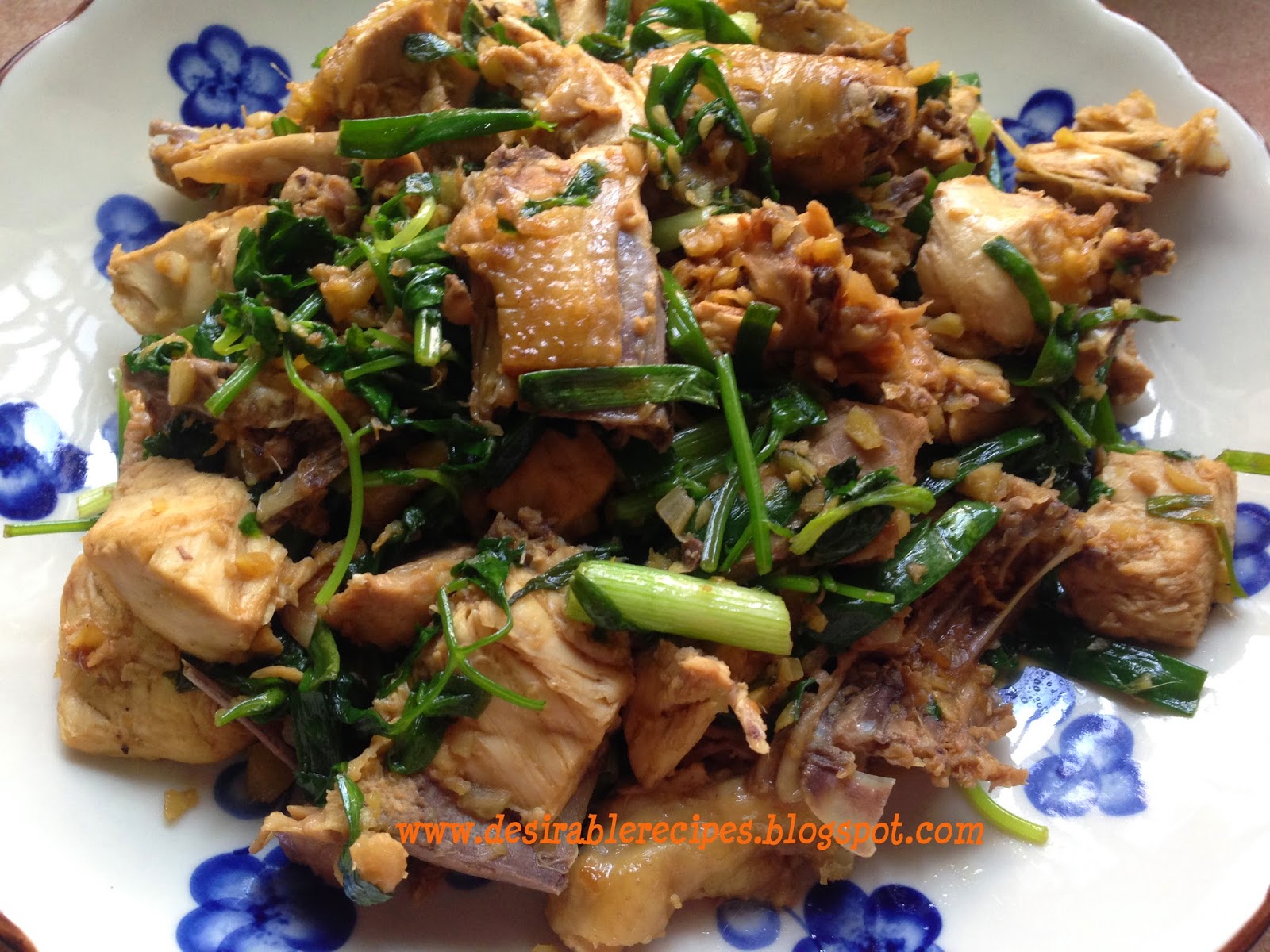 Stir Fried Chicken with Garlic, Ginger, Spring Onion and Cilantro