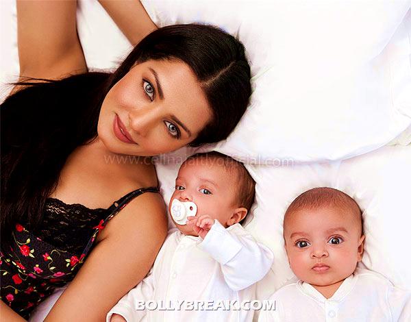 Celina Jaitly Twin baby boys Celina Jaitly Twin baby boys - Celina Jaitly with her Twins - Photoshoot
