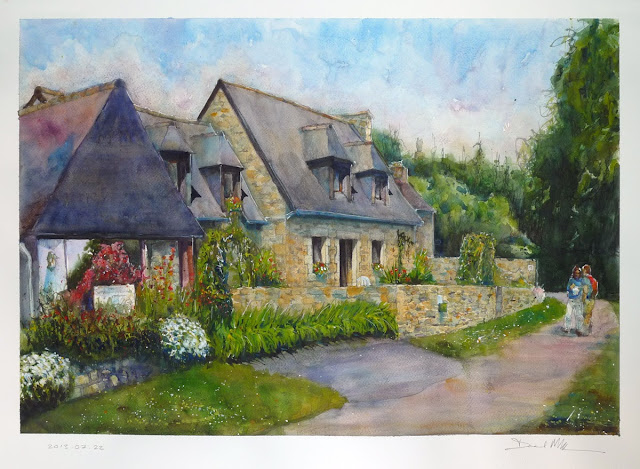 Watercolour of home in Paimpol, France by David Meldum