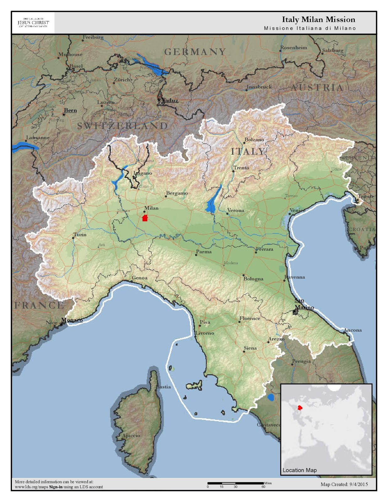 Italy Milan Mission Map