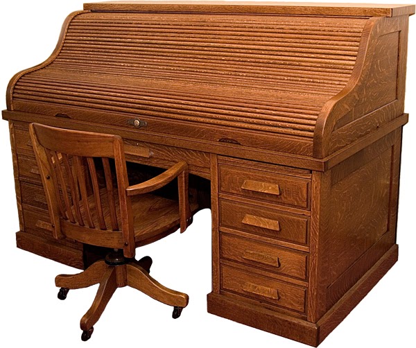 John Mark Power, Antiques Conservator National Oak Roll Top Desk (1917)