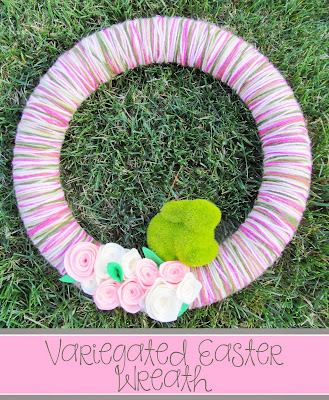 Easy DIY Variegated Easter Wreath! Love the little bunny!