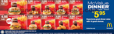 McDonald's McValue Dinner from RM5.95 (Daily: Monday ...