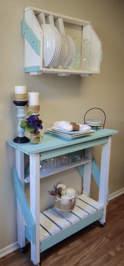 Kitchen Island and Bar Cart with Dish Rack - Available $250 - $75