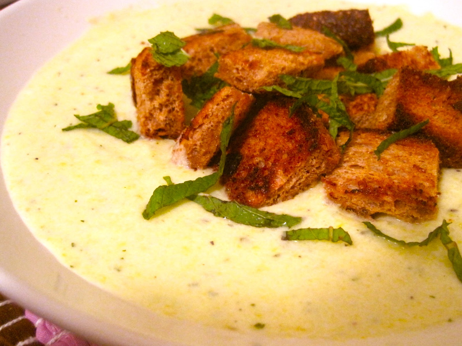 Kvell in the Kitchen Chilled Summer Squash Soup with Yogurt, Mint, and