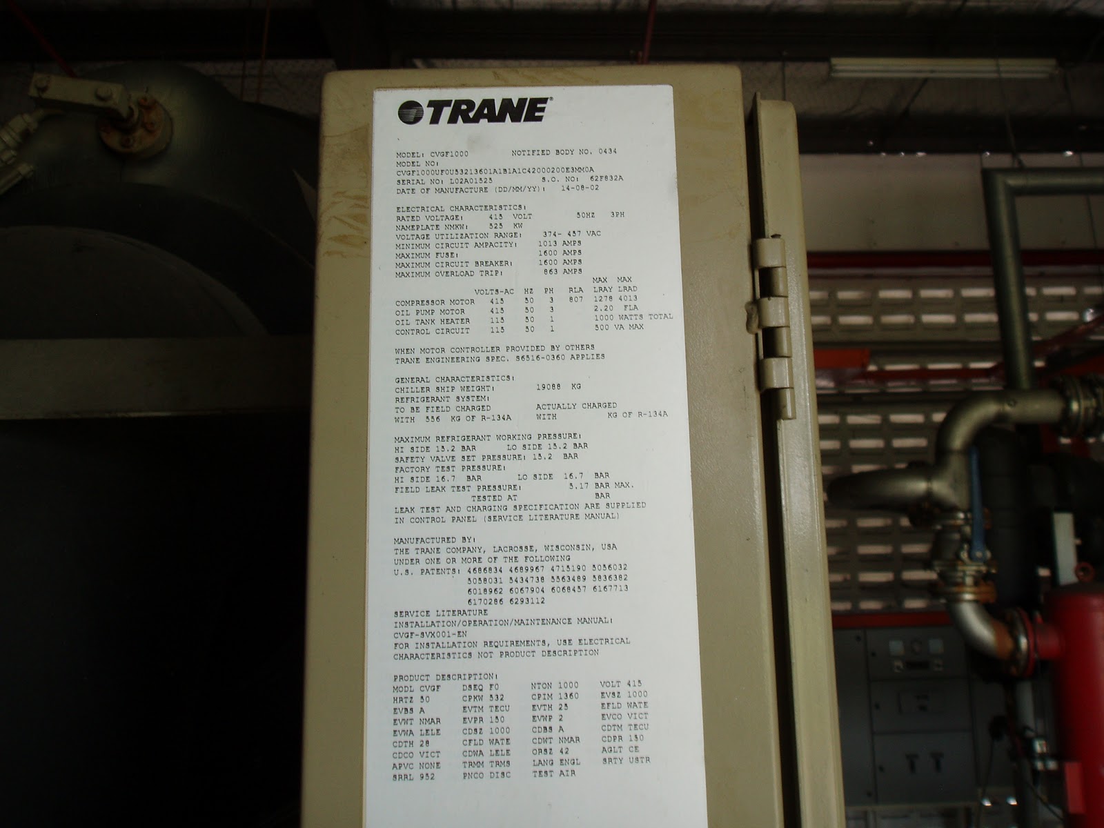 Recycle Mart Penang Chiller TRANE CVGF 1000