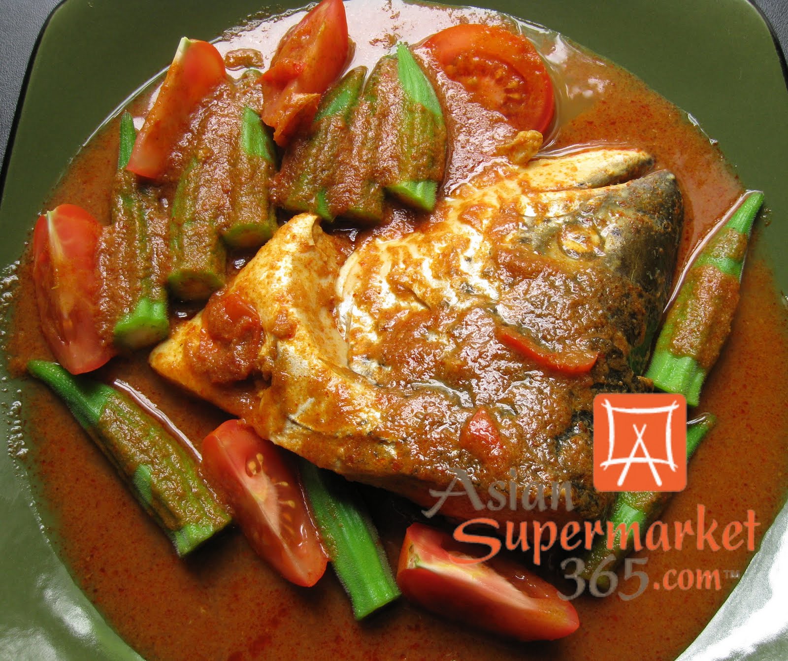 Assam Curry Fish Head with Okra (Lady's Fingers)