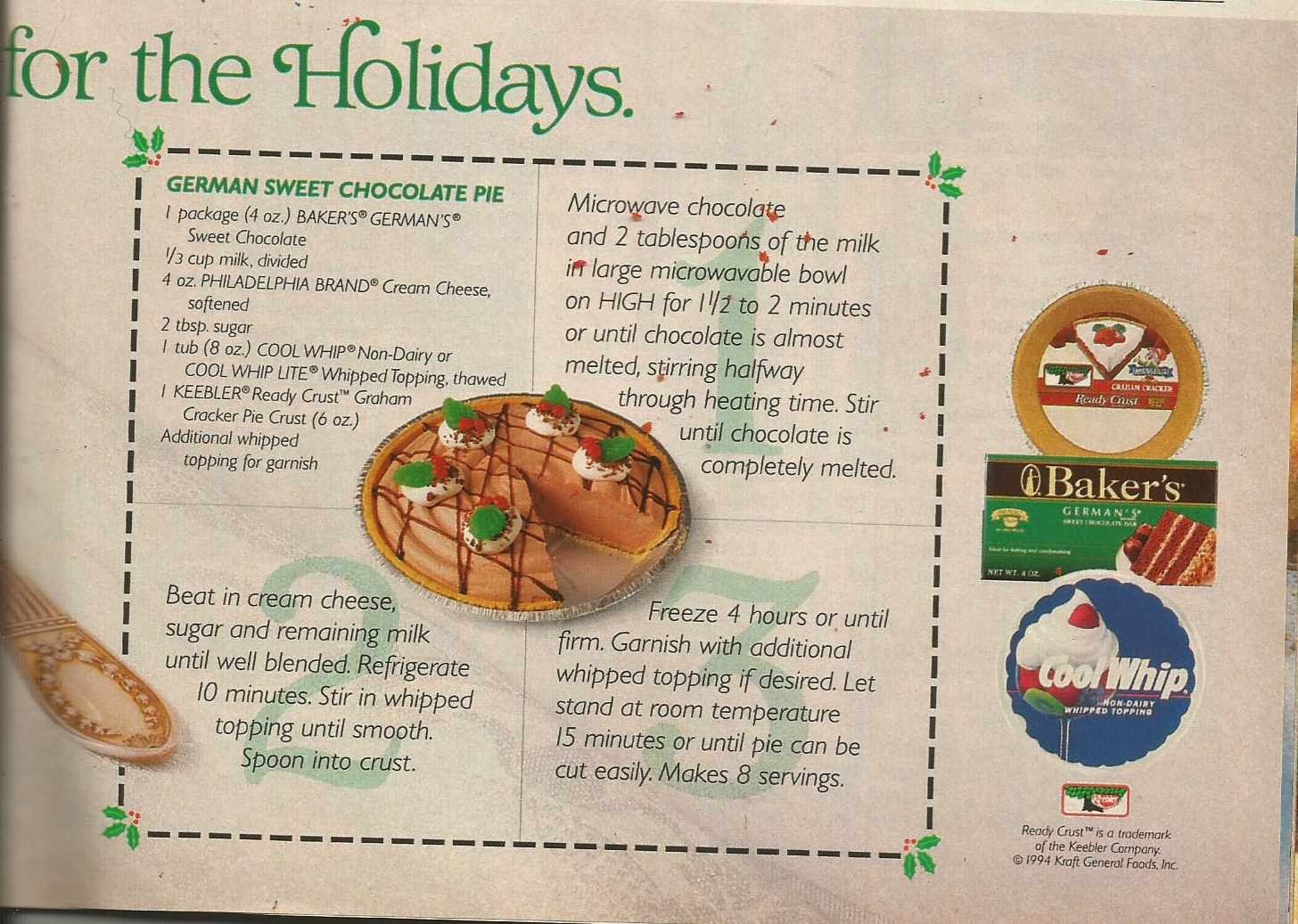 Aunt B Simply Living Baker's German Sweet Chocolate Pie