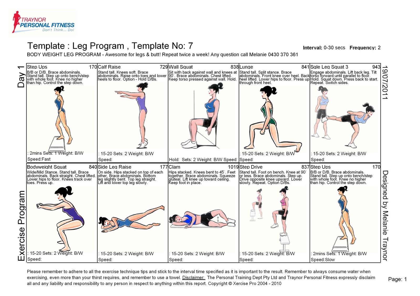 TRAYNOR PERSONAL FITNESS Check out our awesome BODY WEIGHT LEG program!