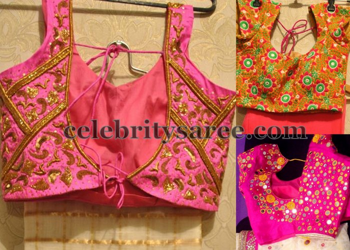 Simple Mirror Work Blouses by Mugdha Saree Blouse Patterns