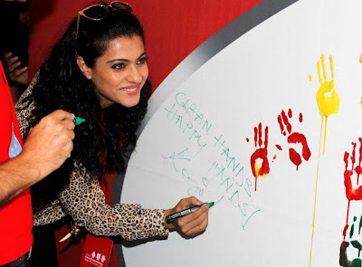 Kajol Devgan at a campaign to promote hand washing