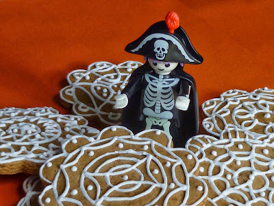 skeleton pirate with decorated gingerbread cookies