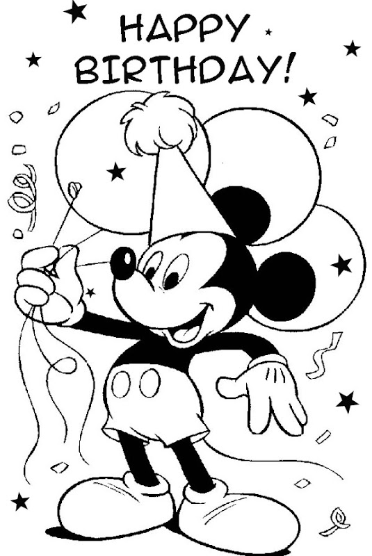 Disney Characters Birthday Coloring Pages title=
