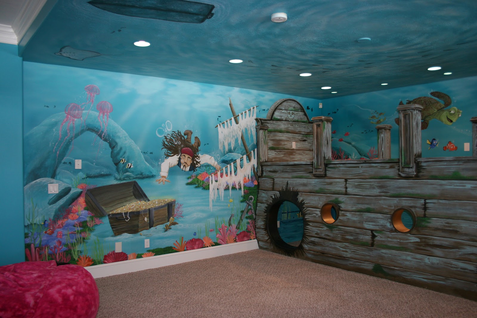 Sunken Ship Pirate Underwater Mural Bawden Fine Murals