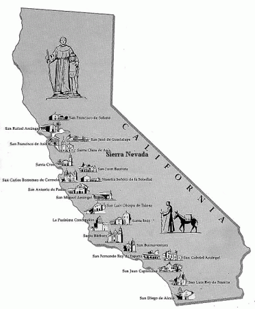 california mission map missions san spanish trail jose native rafael maps americans 4th grade juan history gabriel chain bing where