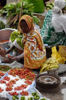 Selling vegetables for cocoyam vegetable pottage stew