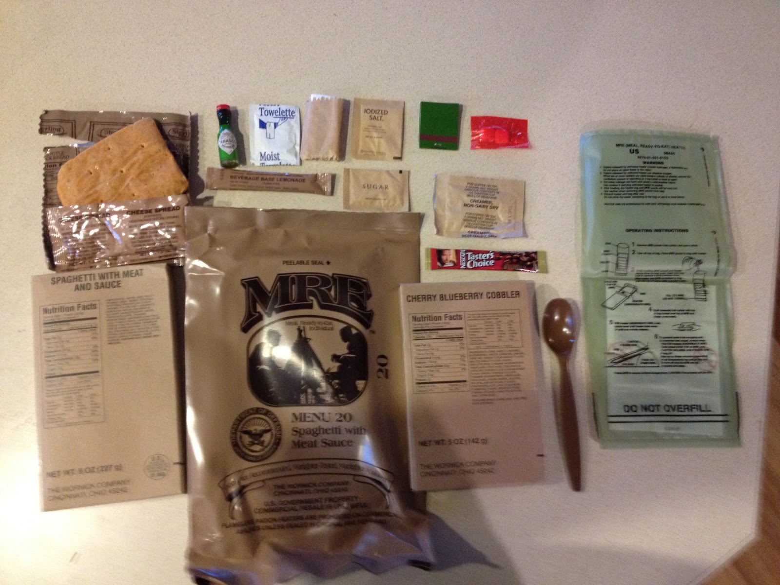 Chef Chris Molecular Gastronomy in a bag. MRE review Spaghetti with