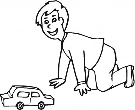 Portal Escuela Colorear a un niño jugando con su carrito