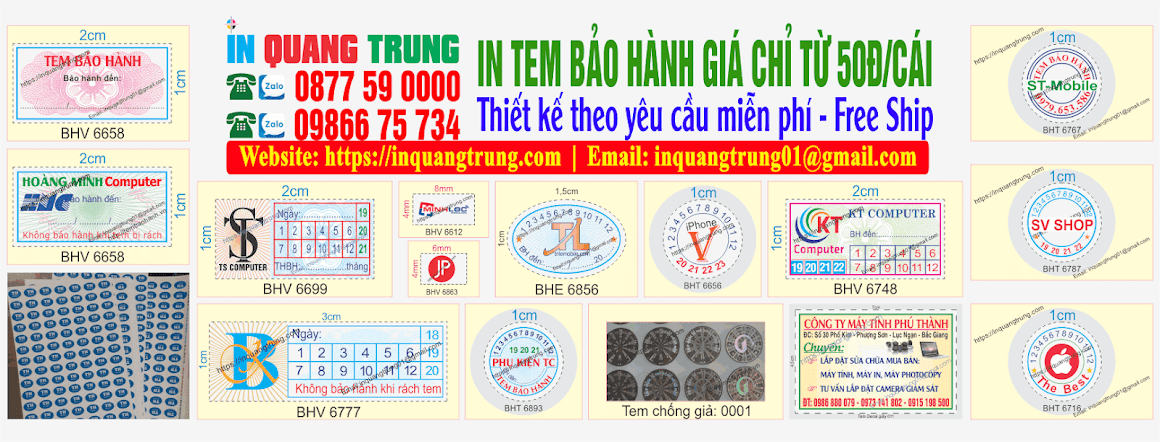 In tem bảo hành - In Quang Trung