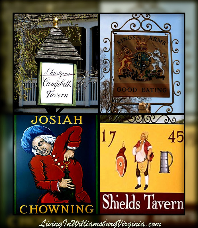 Living In Williamsburg, Virginia Colonial Dining And Tavern Signs of