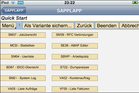 SAP GUI for iPad, iPod and iPhone