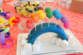 a cake pop rainbow for a rainbow birthday party