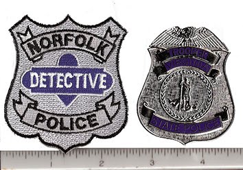 Virginia State Police (badge) and Norfolk Detective (patch)