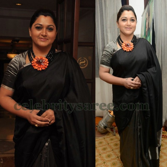 Kushboo Posh Look in Black Sari