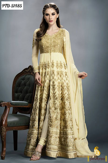 cream santoon anarkali salwar suit online with price