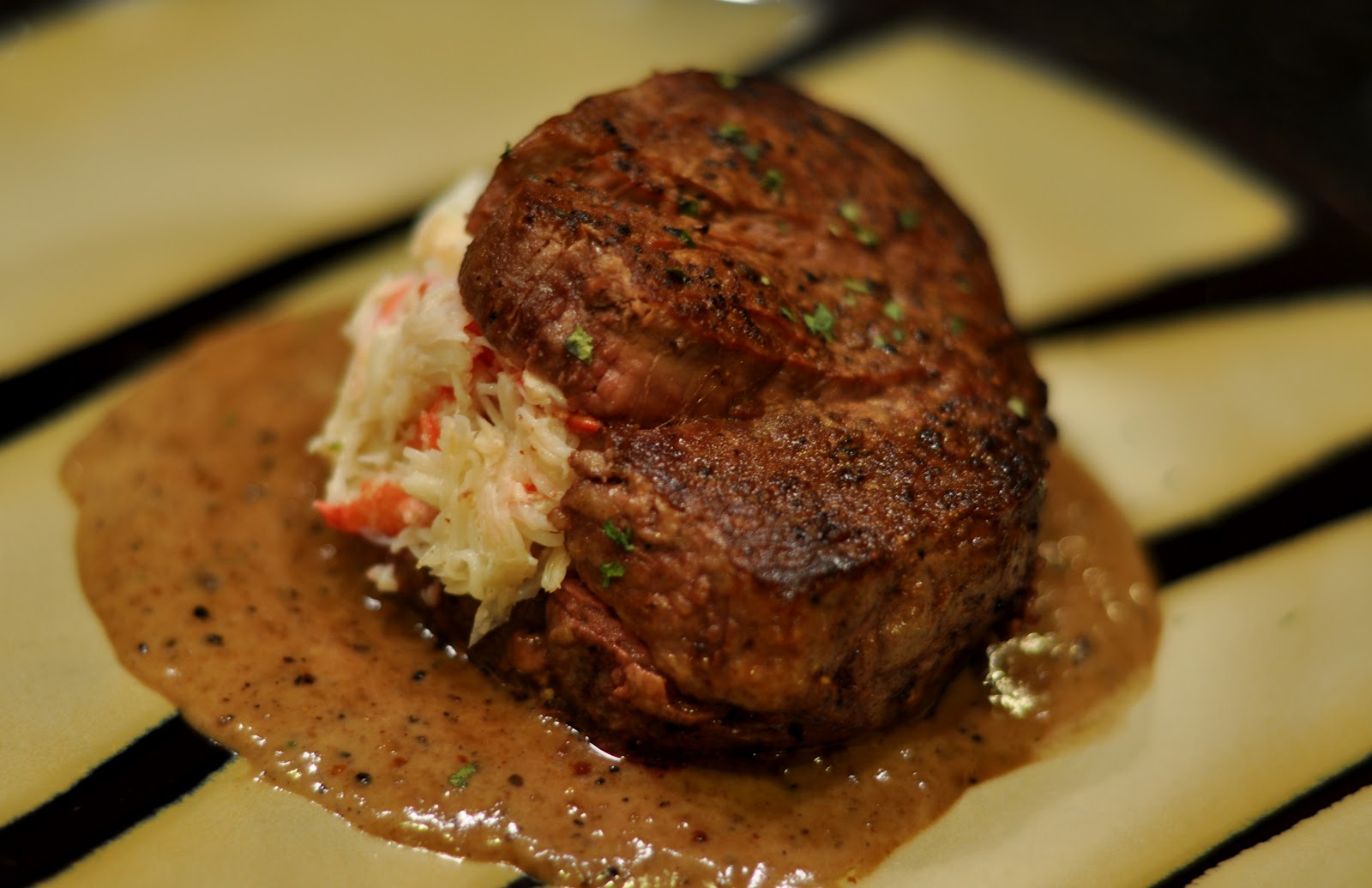 Party with Leah Crab Stuffed Filet Mignon with Whiskey Peppercorn Sauce