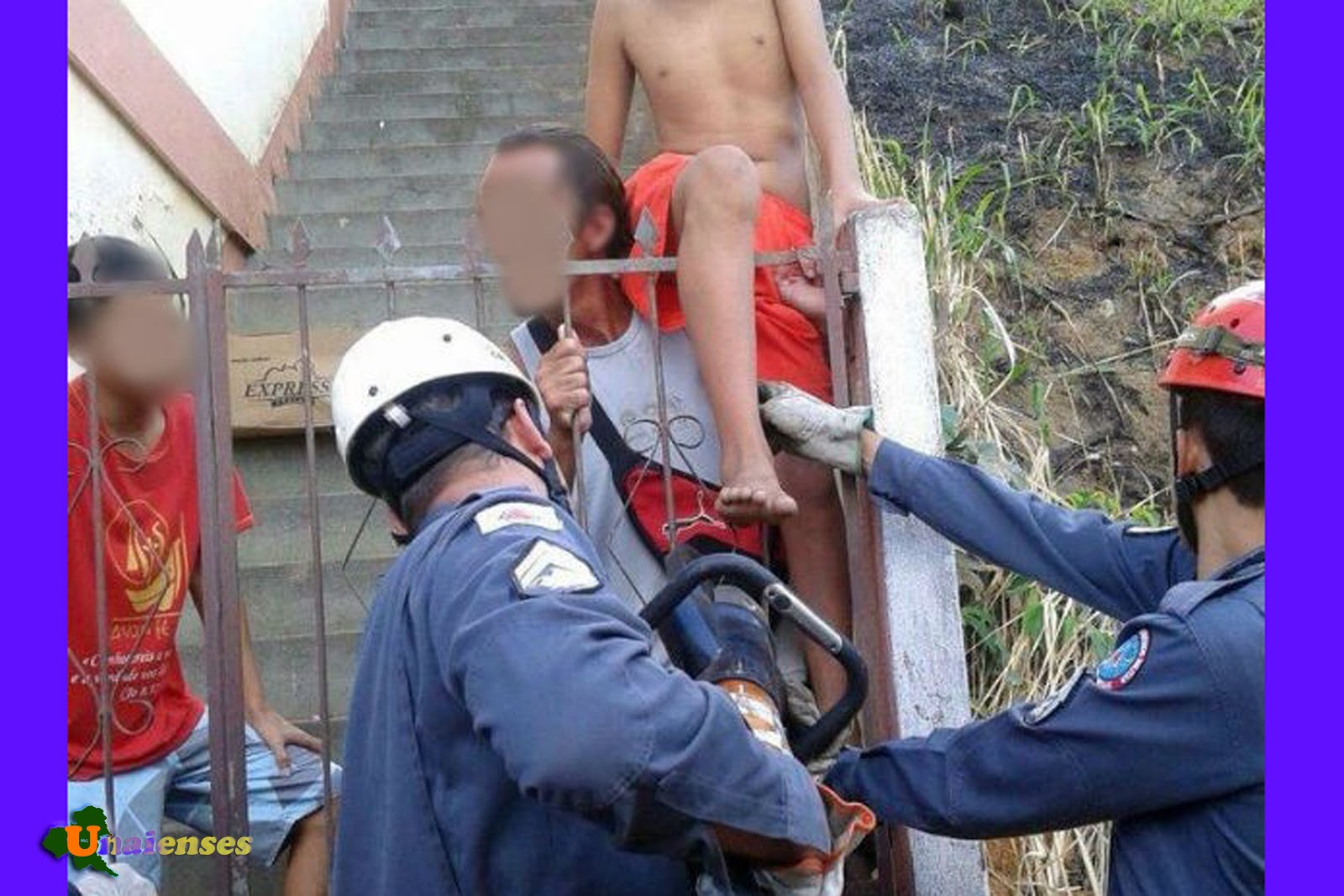 unaienses leopoldina mg adolescente cai e fica com a perna presa