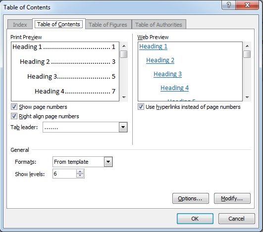 Daftar isi Word Table Content