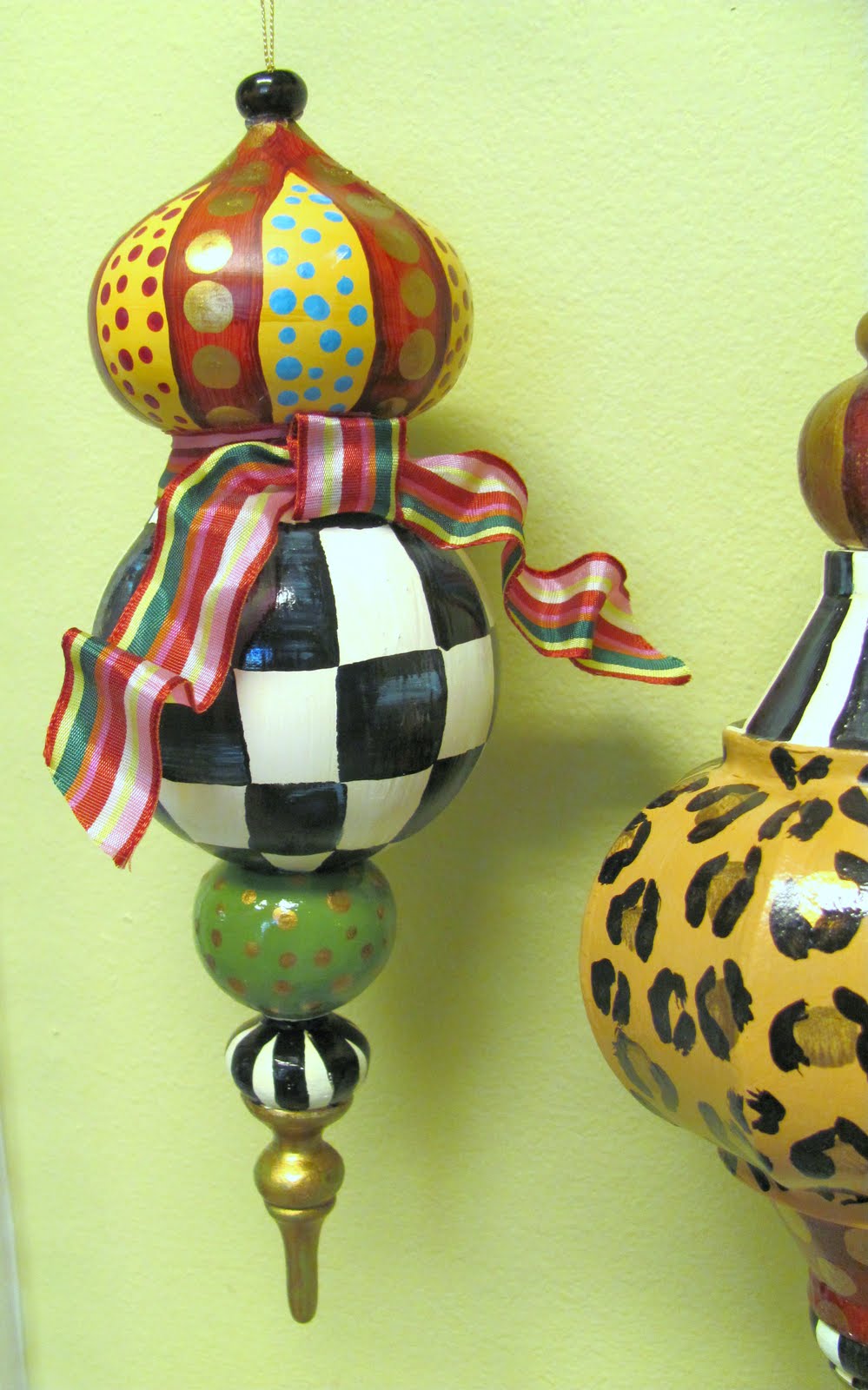 Hand Painted Christmas Ornaments Whimsical, DIY Large Paper Mache