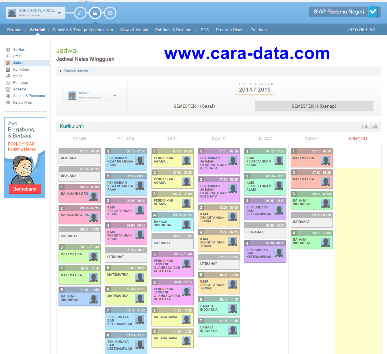Cara Memasukkan Model Jadwal Pelajaran Mingguan ke Kelas