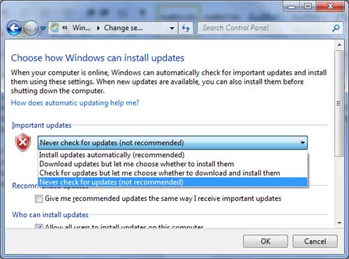 Disable Windows Updates