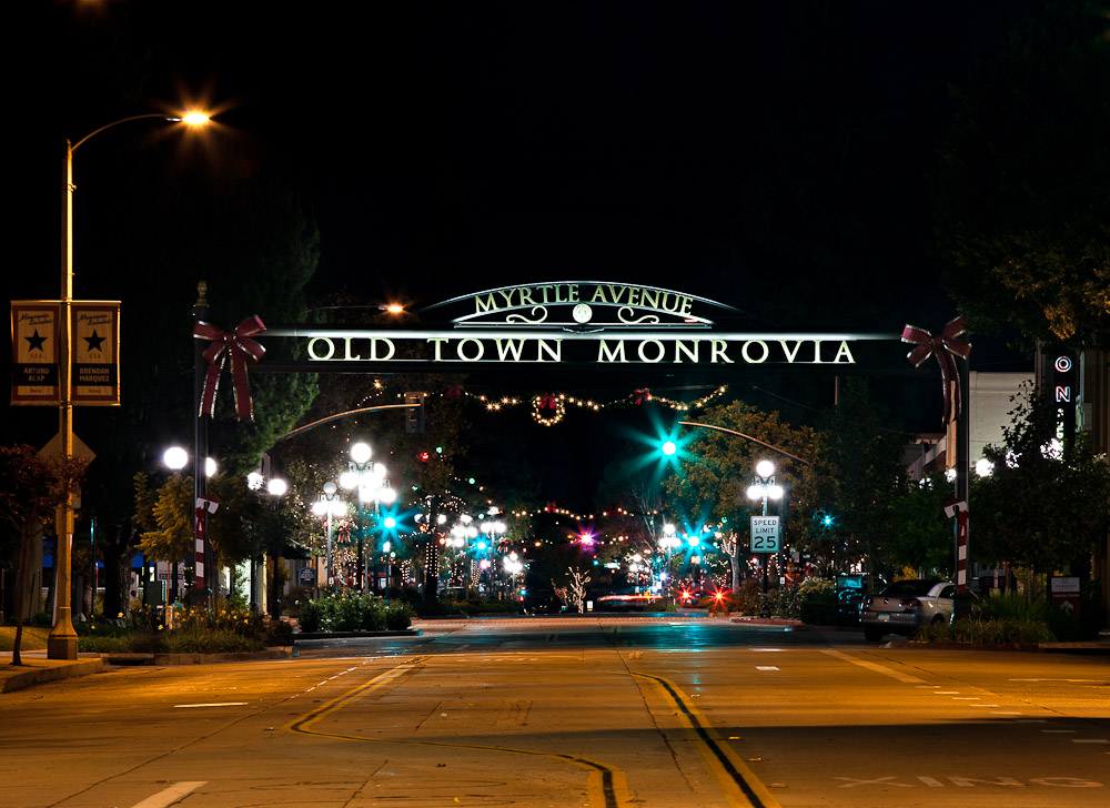 Old Town Gateway At Night With Holiday Lights