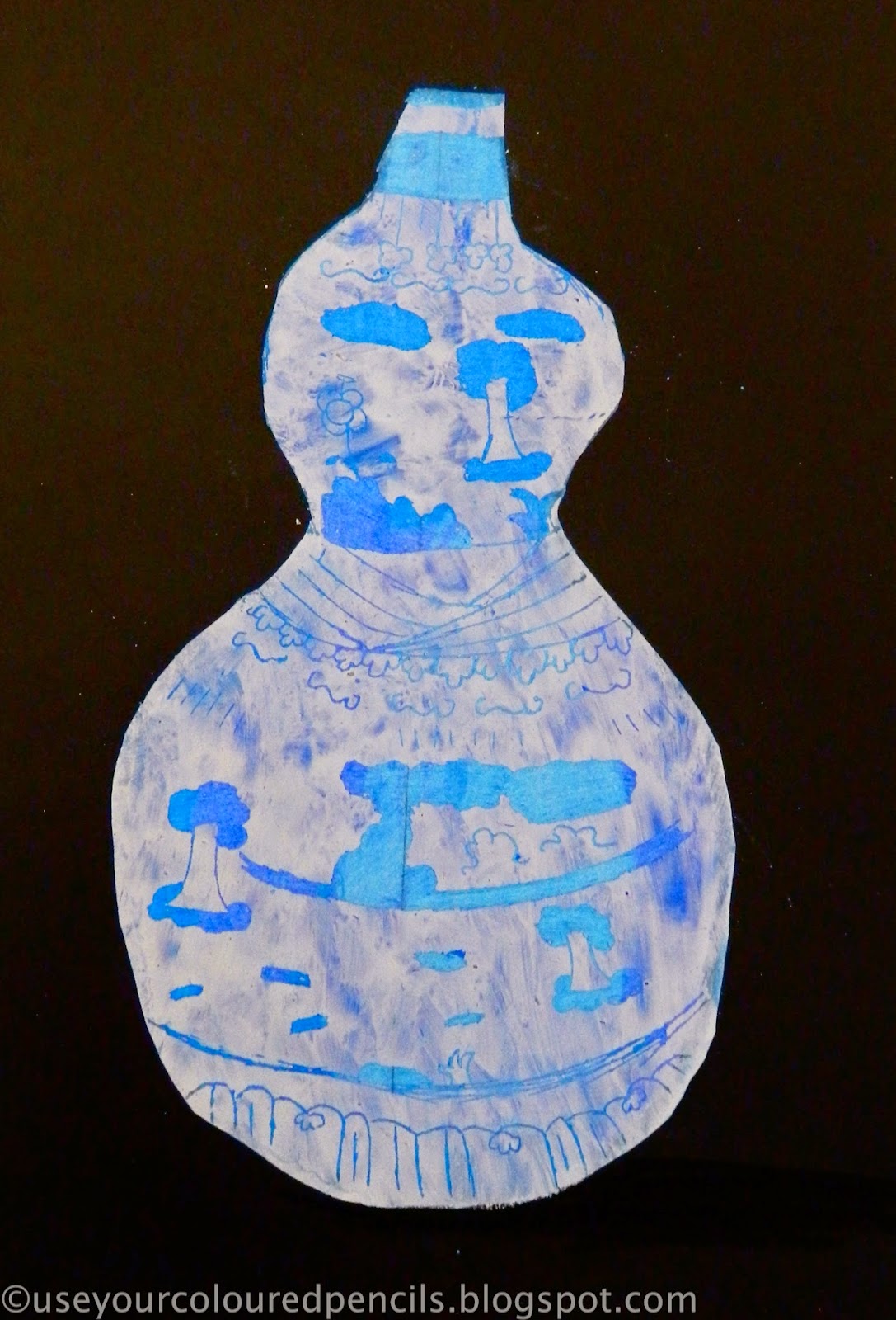 Use Your Coloured Pencils Ming Vase Scratch Art