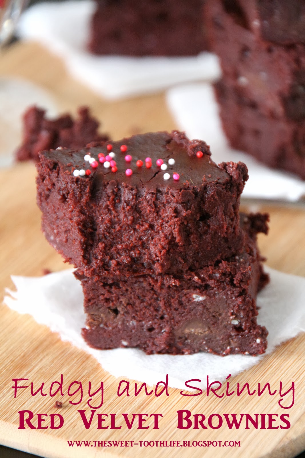 The Sweet {Tooth} Life Fudgy & Skinny Red Velvet Brownies