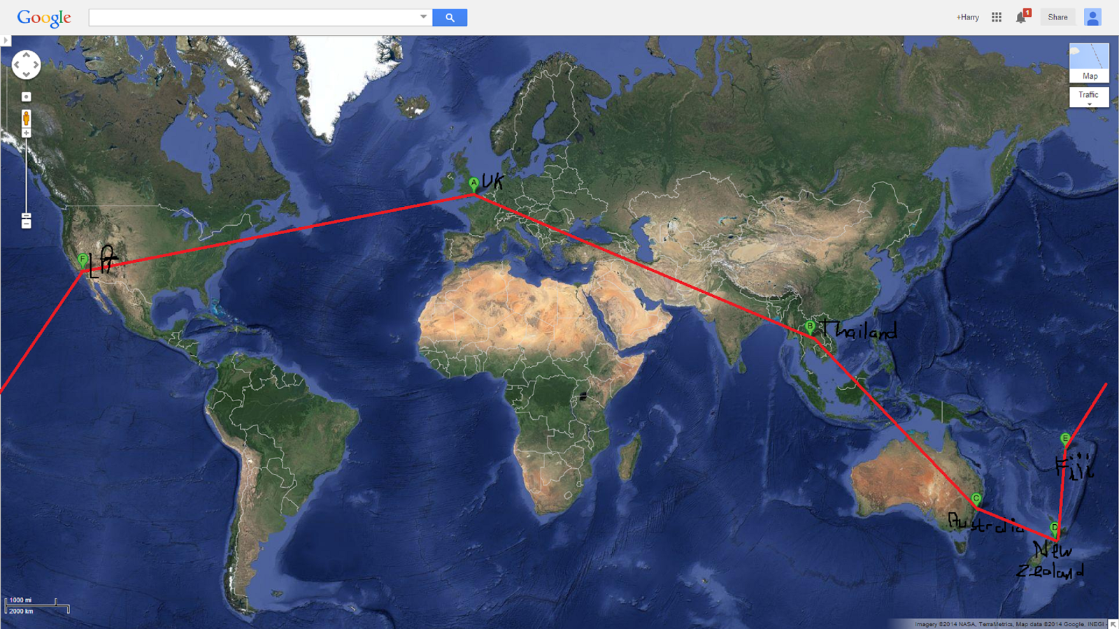 World Map Fiji And New Zealand