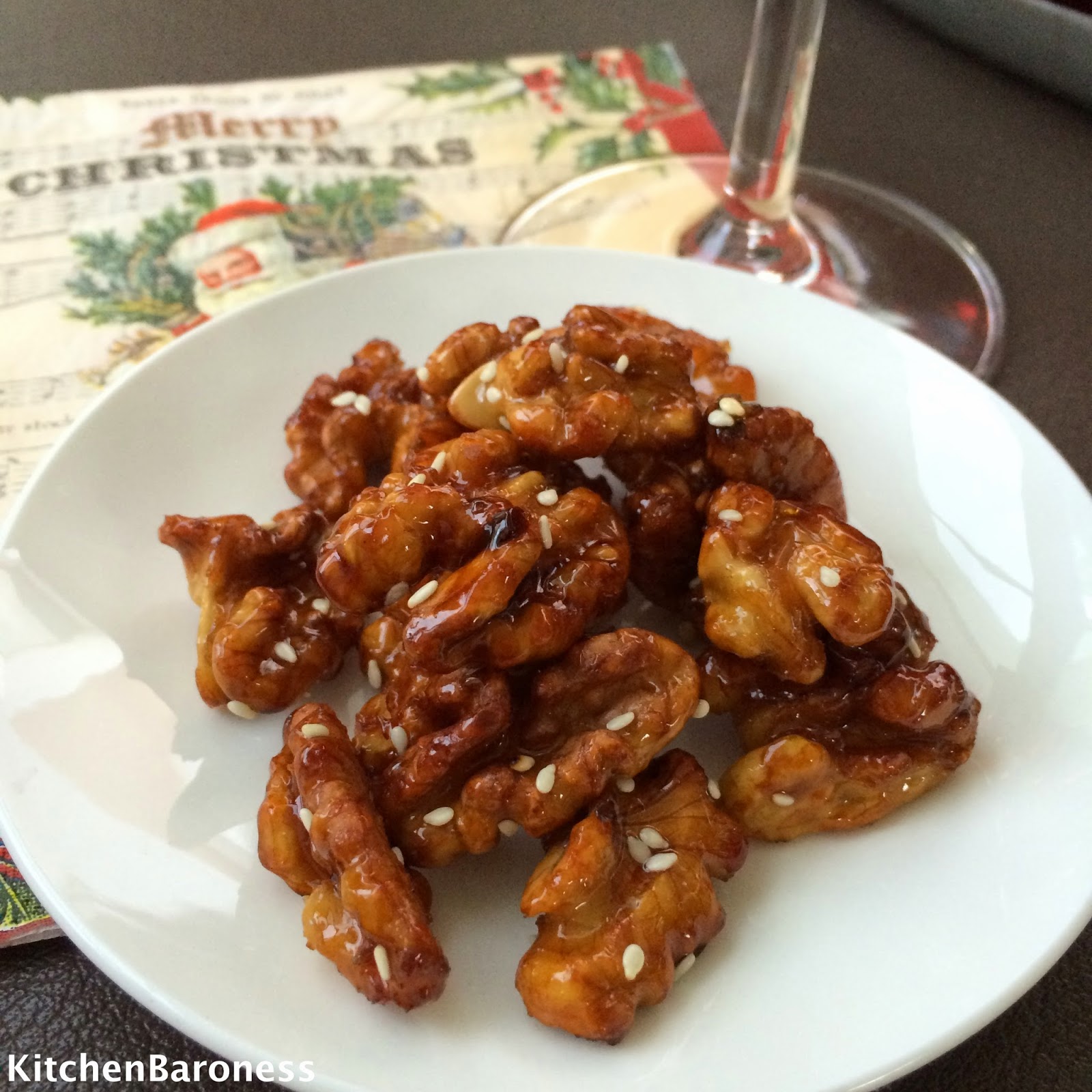 KitchenBaroness Chinese Candied Sesame Walnuts