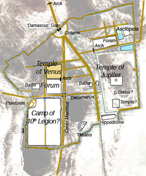 Map of Jerusalem conquered by Hadrian