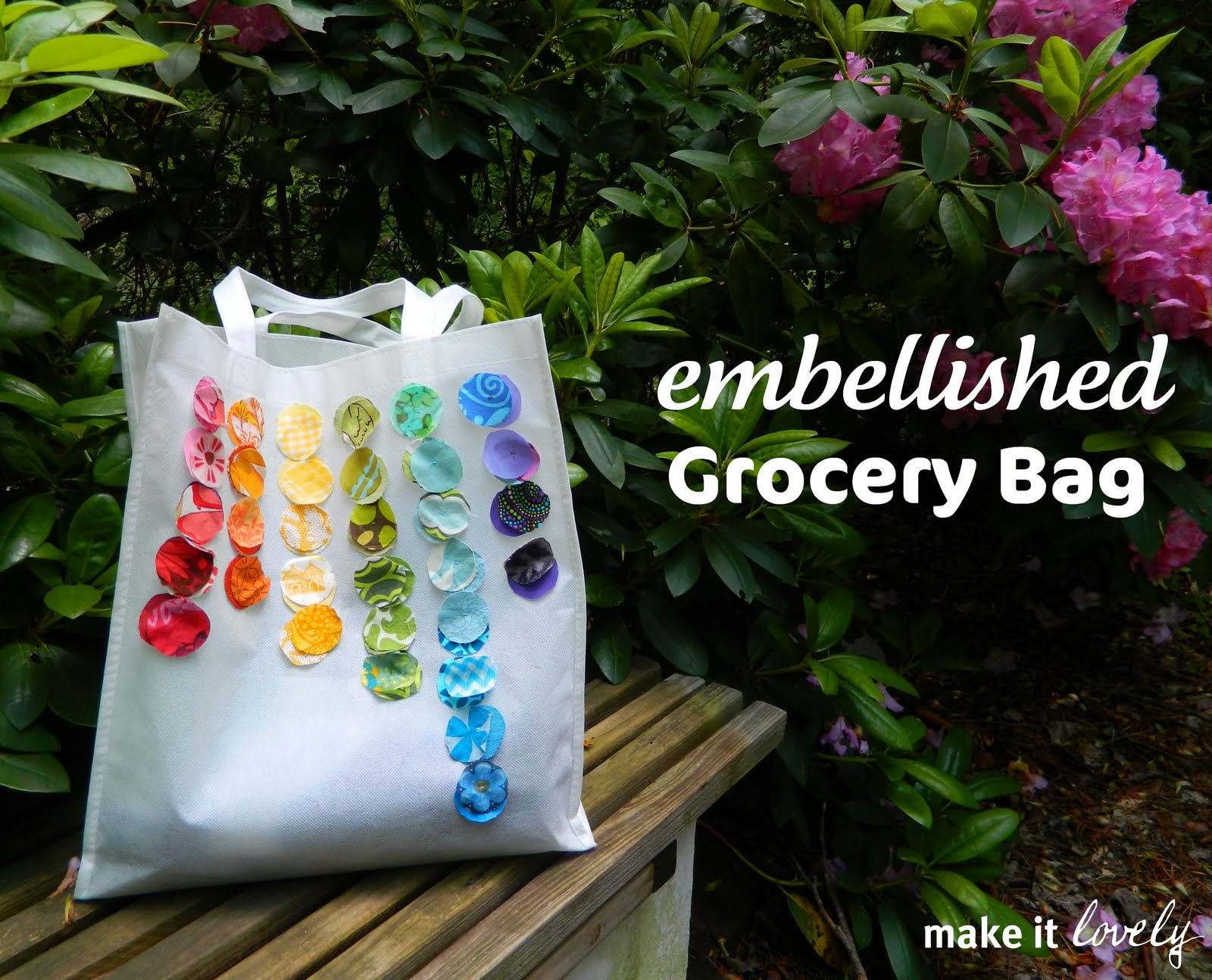 DIY} Simple Embellished Grocery Bag...or beach bag...