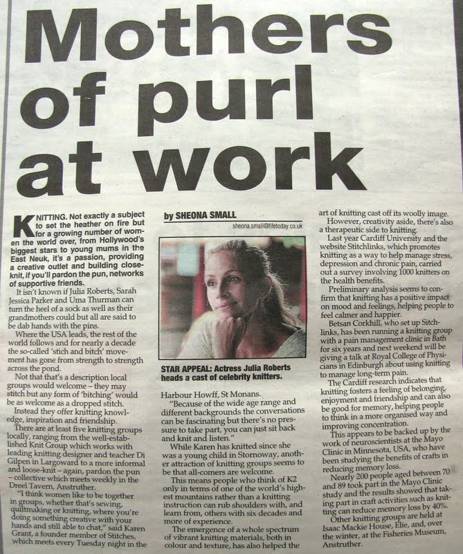 The Woolly Brew Our knitting group is featured in the East Fife Mail