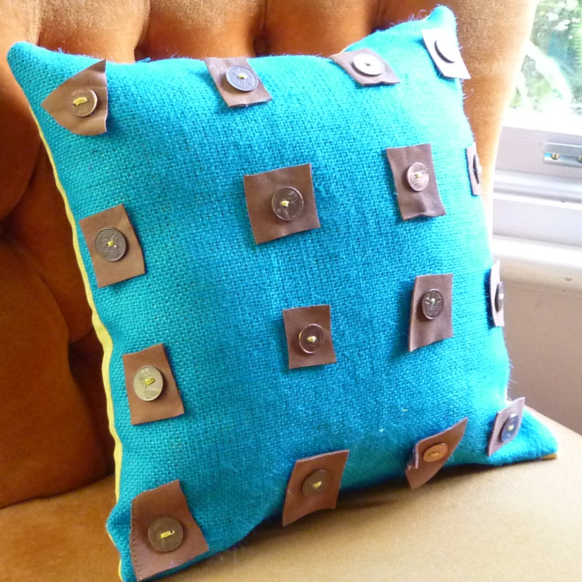 born again creations 40. Cushion cover using upcycled materials