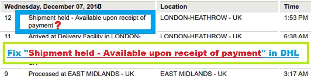 Shipment held Available upon receipt of payment meaning & solution