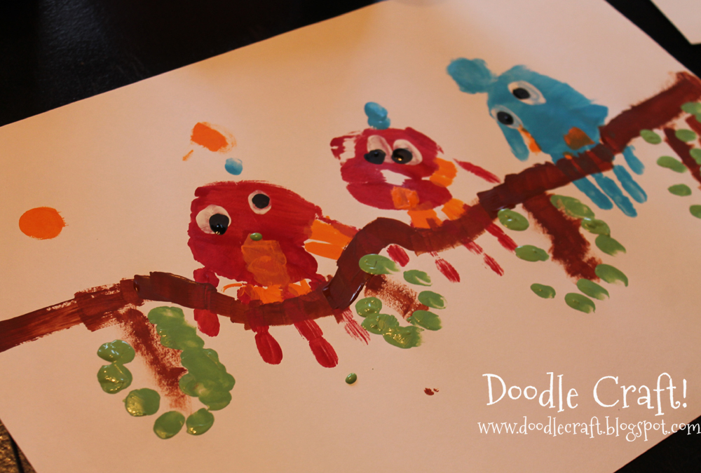 Doodlecraft Hand painted birds on a branch!