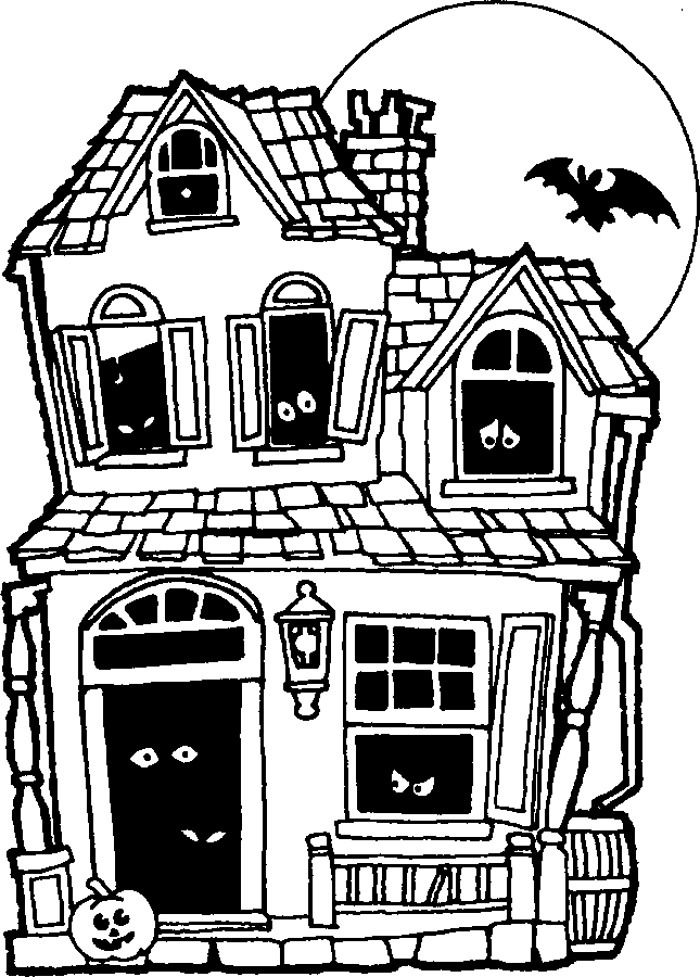 Printable halloween coloring pages Printable Halloween Haunted House