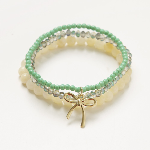 Korean Green & Ivory Beaded Bracelets