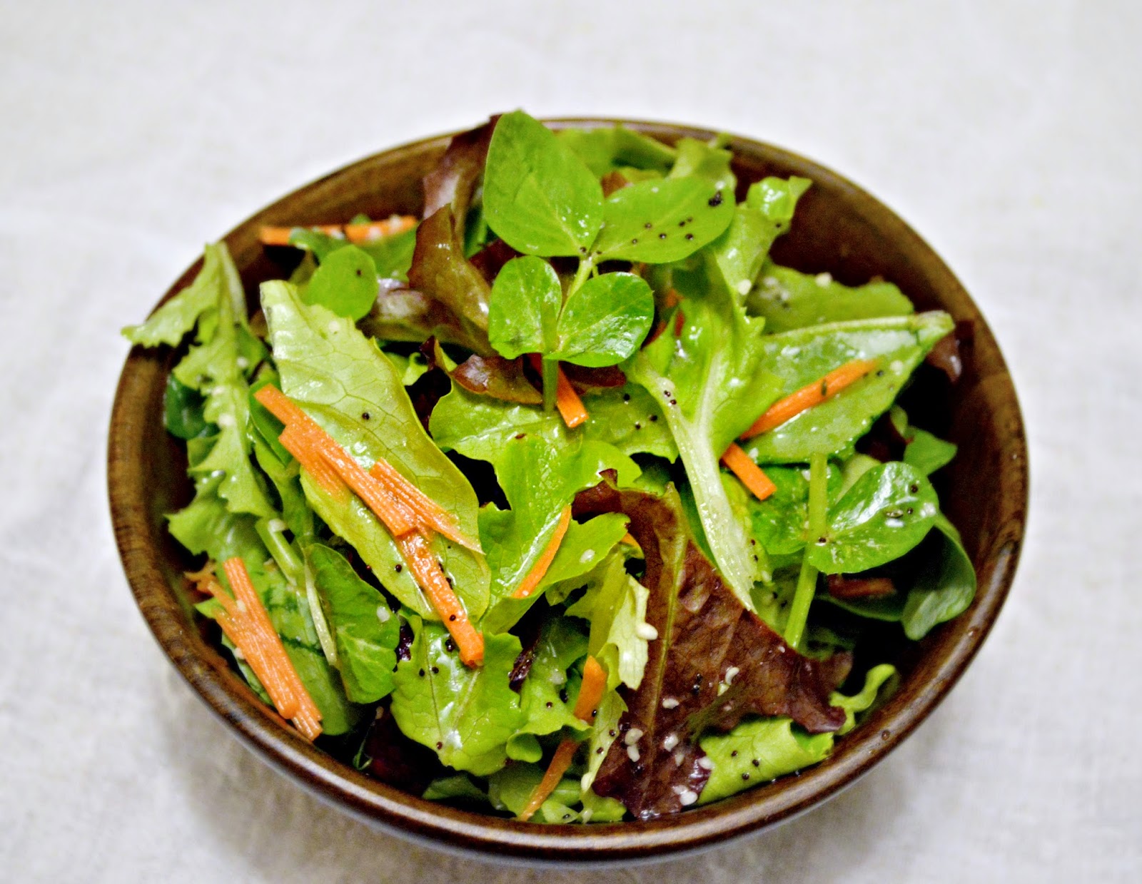 Cooking for Kishore Spring Greens Salad w/ Lemon Poppy Seed Dressing