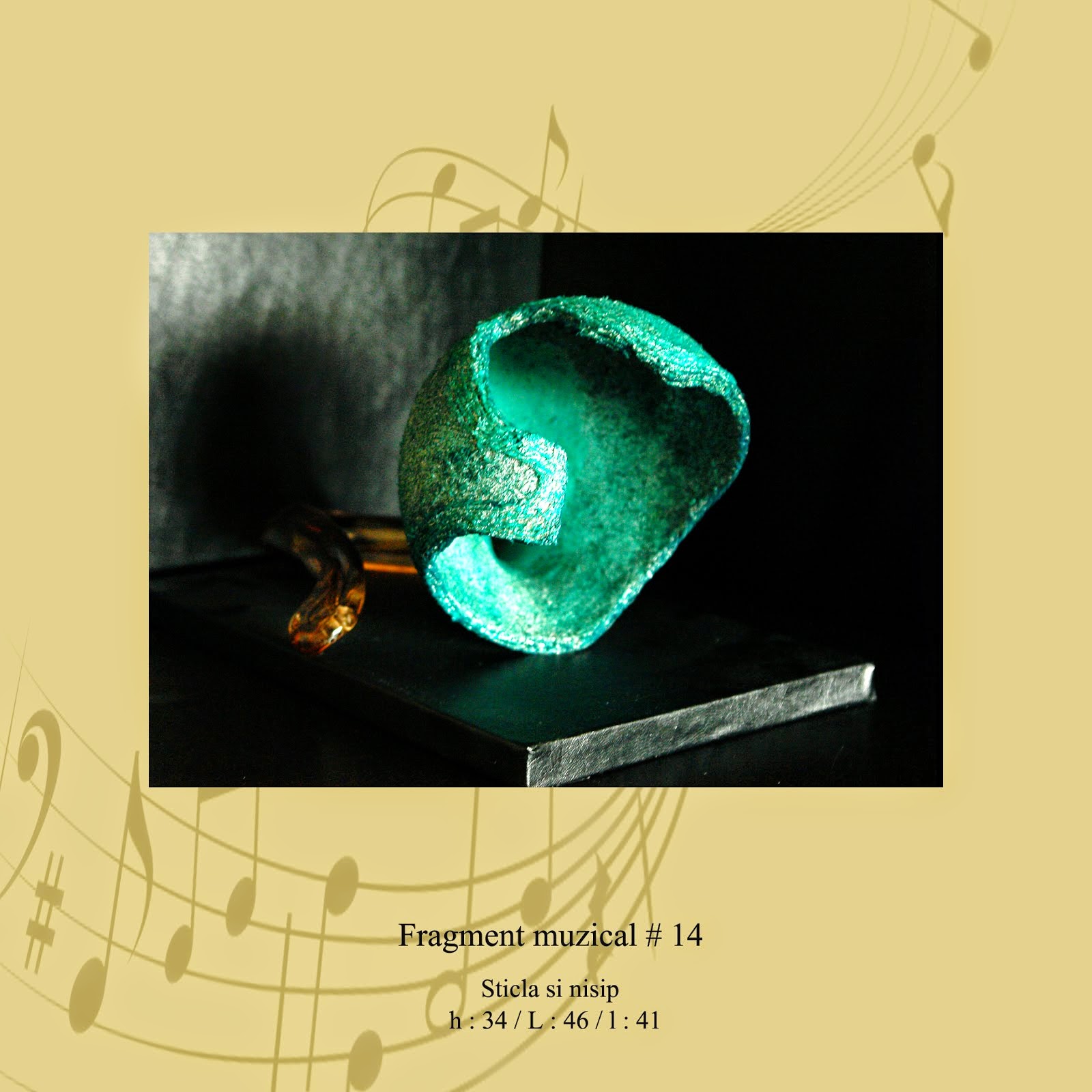 "Fragment muzical # 14"-sticla,pietris si sfoara/ .2009.
